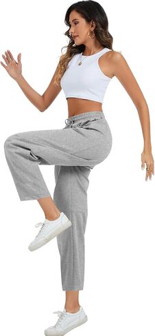 Kissonic Womens Barrel Leg Sweatpants Elastic Waist Drawstring Wide Leg Pants Baggy Lounge Pants with Pockets(Black-XL) in Saudi Arabia