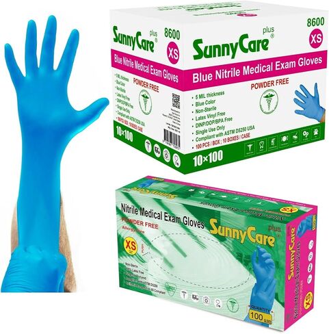 1000/CASE #8600 Sunnycare 5.0 Mil Nitrile Lloves Chemo Rate (Non Vinyl Latex) الحجم: X-Small in Saudi Arabia
