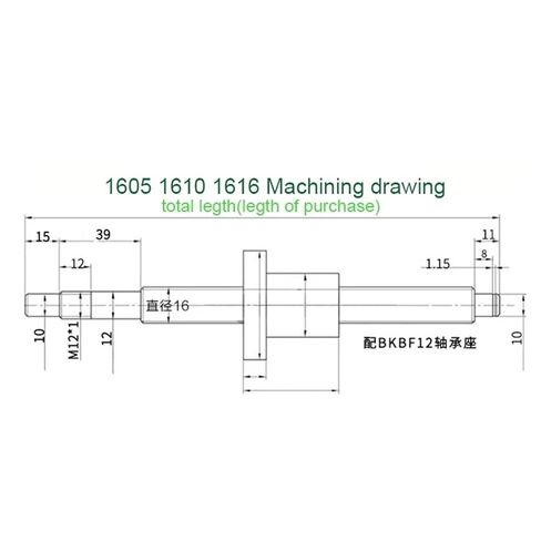 دقة كرة الحركة الخطية الجزء 250-1000mm SFU1610 Ball Screw C7 End Agchined +واحد شفة الكرة Nut BFBK12 +Nut Nut Housing +مؤيد (700 مم) in Kuwait