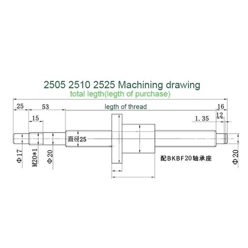 جزء الدقة الكرة الخطية جزء SFU2505 200-1000mm نهاية مع الجوز واحد+BKBF20 الدعم النهائي+الإسكان الجوز+اقتران (1000 مم) in Kuwait