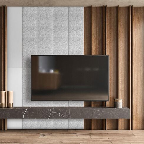 6 لوحات صوتية حزمة ، 47.2 "× 11.8" بلاط لوحات مزخرفة ، والبلاط المعالجة الصوتية الجدران والسقف ، رائع لتقليل الصدى والضوضاء للمنزل والمكتب - سيلفر رمادي in Saudi Arabia