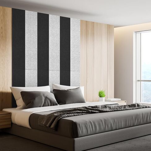 6 لوحات صوتية حزمة ، 47.2 "× 11.8" بلاط لوحات مزخرفة ، والبلاط المعالجة الصوتية الجدران والسقف ، رائع لتقليل الصدى والضوضاء للمنزل والمكتب - سيلفر رمادي in Saudi Arabia