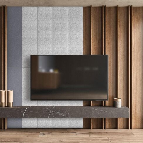 6 لوحات صوتية حزمة ، 47.2 "× 11.8" بلاط لوحات مزخرفة ، والبلاط المعالجة الصوتية الجدران والسقف ، رائع لتقليل الصدى والضوضاء للمنزل والمكتب - سيلفر رمادي in Saudi Arabia