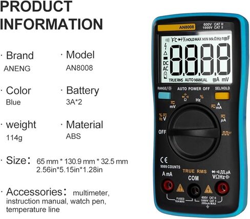 مولد الإشارات الحالي الرقمية متعددة المتقاعد Transistor Tester Electric Meter Renergency Diode Test (Color: Black) in Kuwait