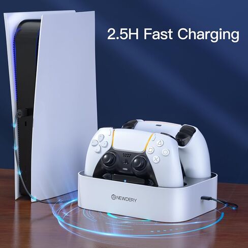 محطة شاحن PS5 Newdery متوافقة مع وحدة تحكم DualSense Edge ، وقفص الشحن السريع مع الكابل ، ومحطة الشحن المزدوجة ل PlayStation 5 & DualSense Edge Controller in Saudi Arabia