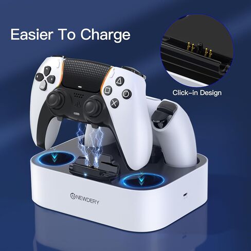 محطة شاحن PS5 Newdery متوافقة مع وحدة تحكم DualSense Edge ، وقفص الشحن السريع مع الكابل ، ومحطة الشحن المزدوجة ل PlayStation 5 & DualSense Edge Controller in Saudi Arabia