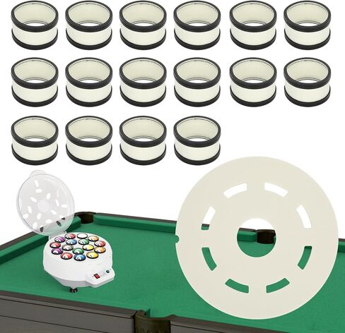 طقم منظف الكرة البلياردو-وسادات محسوسة من الصوف 2 في 1 و 16 حلقات صوف لآلة كرة الطاولة ، منظف الكرة البلياردو المتوافق ، متينة ، خالية من الخدش ، فائقة الدقة in Kuwait