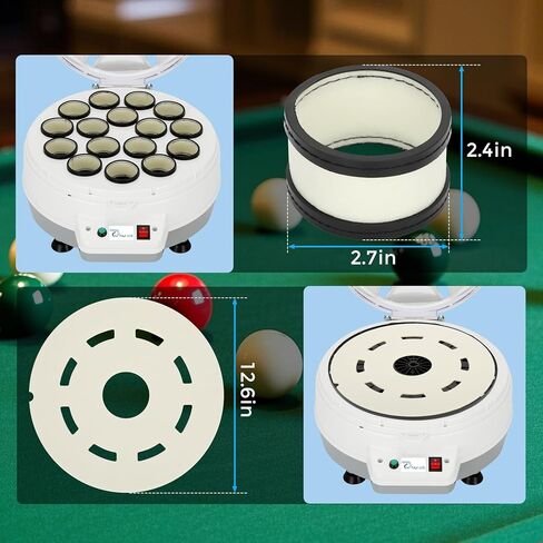 طقم منظف الكرة البلياردو-وسادات محسوسة من الصوف 2 في 1 و 16 حلقات صوف لآلة كرة الطاولة ، منظف الكرة البلياردو المتوافق ، متينة ، خالية من الخدش ، فائقة الدقة in Kuwait