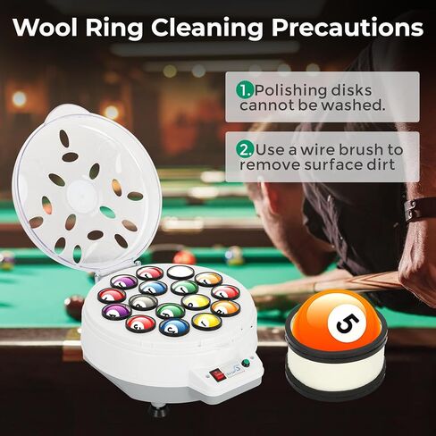 طقم منظف الكرة البلياردو-وسادات محسوسة من الصوف 2 في 1 و 16 حلقات صوف لآلة كرة الطاولة ، منظف الكرة البلياردو المتوافق ، متينة ، خالية من الخدش ، فائقة الدقة in Kuwait