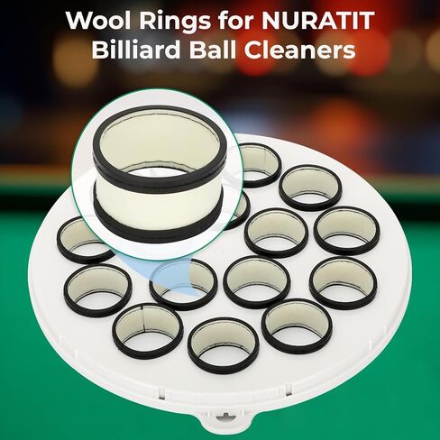 طقم منظف الكرة البلياردو-وسادات محسوسة من الصوف 2 في 1 و 16 حلقات صوف لآلة كرة الطاولة ، منظف الكرة البلياردو المتوافق ، متينة ، خالية من الخدش ، فائقة الدقة in Kuwait
