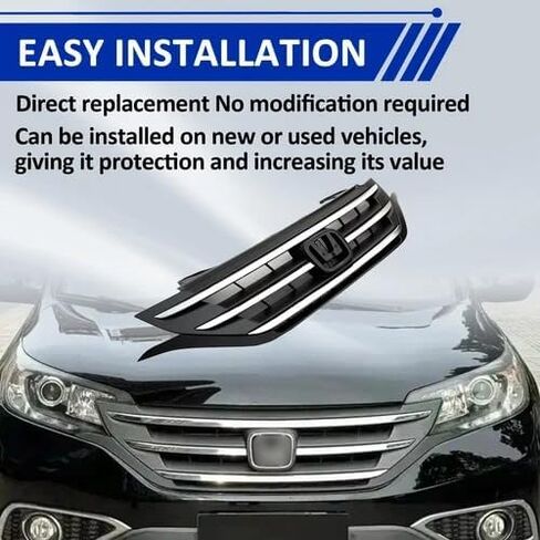 Pront Pumper Topper Grille Fit لعام 2012 2013 2014 Honda CRV CR-V ، Chrome Grille Hood Mesh Mesh Grill OE Direct Reply HO1200211 71121T0GA01ZA (12-14) in Saudi Arabia