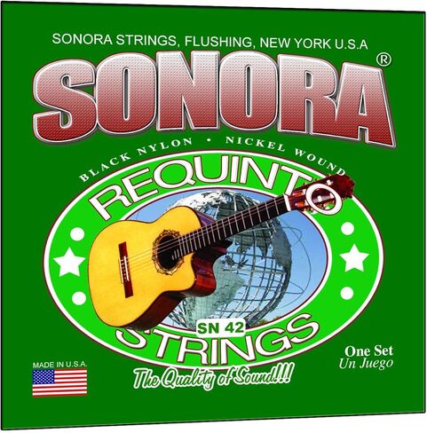 صنعت في الولايات المتحدة الأمريكية ، Sonora Strings SN42 Requinto Black Nylon Nickel ound Cuerdas Requinto ، جودة الصوت - (مجموعتان) in Kuwait