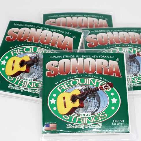 صنعت في الولايات المتحدة الأمريكية ، Sonora Strings SN42 Requinto Black Nylon Nickel ound Cuerdas Requinto ، جودة الصوت - (مجموعتان) in Kuwait