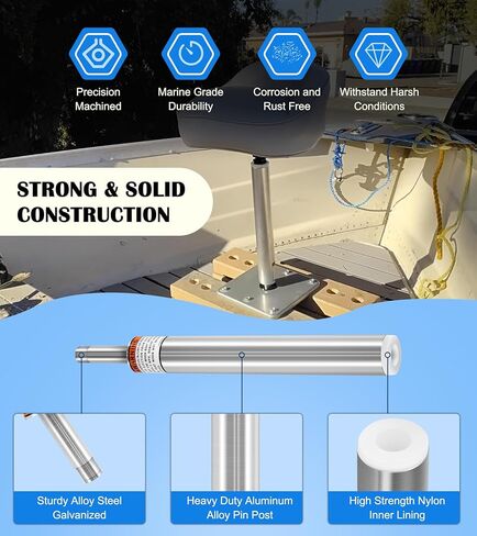 3/4" Boat Seat Pin Post for Most Marine Boat Seat Pedestal Base Mount, SP-2114 Boat Seat Pedestal Post Lock-in Aluminum Extension Post Pole for Pontoon Boats/Fishing Boats/Bass Boats/Cruising Boats in Saudi Arabia