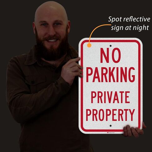 SmartSign - K-1667-EG-12x18-D2 "No Parking - Private Property" Sign | 12" x 18" 3M Engineer Grade Reflective Aluminum in Saudi Arabia