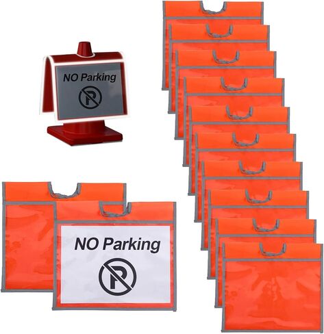 Roadhero 6 Pack Traffic Cone Sleeve مع جيوب ، وغطاء لافتة تحذير من حركة المرور البرتقالية مع شرائط عاكسة للتحذير من النشاط في الهواء الطلق ، وعلامات البناء ، والتدريب الرياضي ، ومواقف السيارات in Kuwait