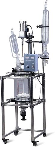 Hnzxib 100L مفاعل زجاجي مزدوج الطبقة ， 220 فولت مختبر مهني وحدة مفاعل كيميائية غلاية ، صمام PTFE in Kuwait