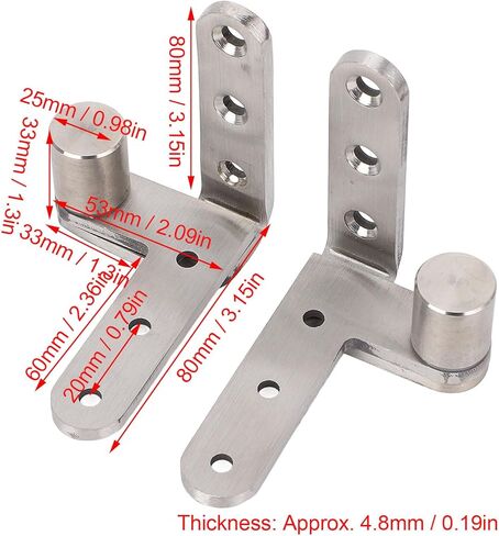 Door Pivot Hinges, Heavy Duty Stainless Steel 270 Degree Rotating Inset Hinge, Maximum Load 130lbs, for Cabinets, Swing Cafe Bistro Doors, Silver Brushed, 32 Screws Included in Saudi Arabia