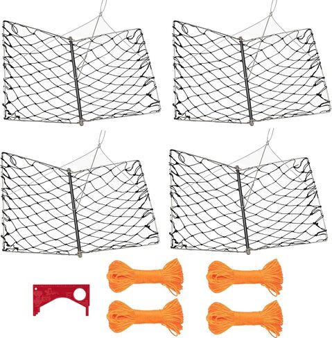 QualyQualy Castable Crab Trap, Foldable Crabbing Net with Rope & Bait Clip, Crab Snare/Pots/Traps for Blue Crabs, Dungeness, Crawfish Portable Crabbing Equipment in Saudi Arabia