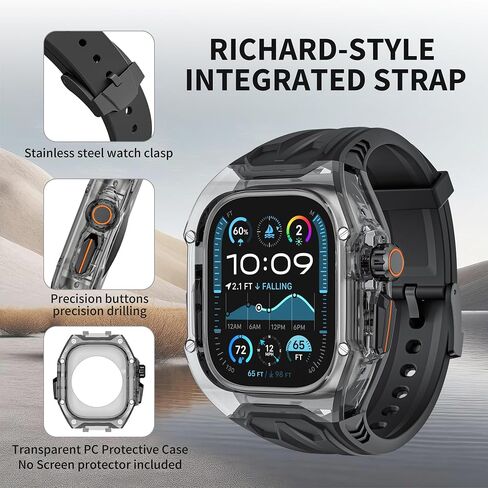 Allfulyun متوافق مع Apple Watch Ultra 2/1 Bands Case 49mm للرجال ، حالة مراقبة واقية مع حزام TPU متكامل ، Sport Iwatch Band 49mm in Saudi Arabia