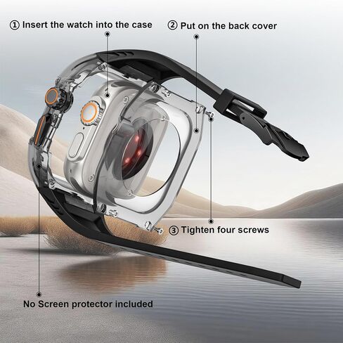 Allfulyun متوافق مع Apple Watch Ultra 2/1 Bands Case 49mm للرجال ، حالة مراقبة واقية مع حزام TPU متكامل ، Sport Iwatch Band 49mm in Saudi Arabia