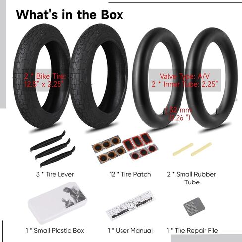 yeesport 12 1/2 x 2 1/4 Tire, 2 Pack 12.5" Kid Bike Tire & 12.5x2.25 Inner Tube, 12.5" Heavy Duty Bike Tubes Schrader Valve With Repair Kit,12 ½X2 ¼ (62-203) Electric Scooter Tires MTB Tires in Saudi Arabia
