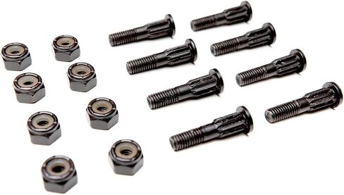Skateboard Hardware Set – 8 Bolts & 8 Nuts (1") – Black Coated, Half-Threaded, Iron Made – Polished Finish – Fits Most Skateboards & Cruisers – Durable Mounting Kit – Skull Design in Saudi Arabia
