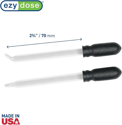 EZY DOSE Ear and Eye Medicine Dropper, For Liquid Medicine, 1mL Capacity, Glass, Black, Made in the USA in Saudi Arabia