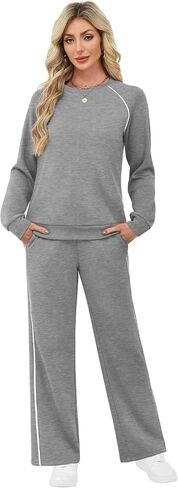 SAMPEEL Women 2 Piece Lounge Sets Sweatsuit Fall Outfits Matching Wide Leg pants Set Tracksuit Trendy Clothes in Saudi Arabia