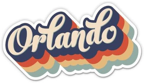 Squiddy Orlando Florida Layered Retro Style - Vinyl Sticker Decal for Phone, Laptop, Water Bottle (3" Wide) in Saudi Arabia