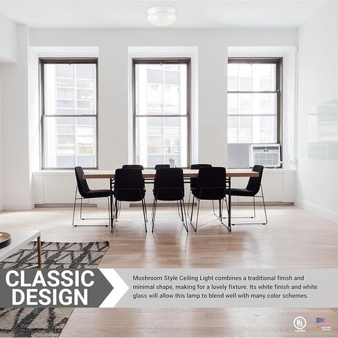 Diodesy- 6 بوصة سقف سقف الإضاءة الإضاءة E26 Socket A19 لمبة (60 واط كحد أقصى ، غير مدرجة) الظل الزجاجي البيضاء دحلية التصميم الحديث للمطبخ حمام غرفة نوم الممر. in Kuwait