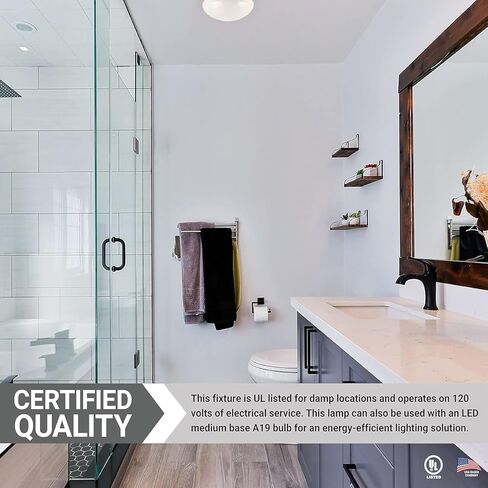 Diodesy- 6 بوصة سقف سقف الإضاءة الإضاءة E26 Socket A19 لمبة (60 واط كحد أقصى ، غير مدرجة) الظل الزجاجي البيضاء دحلية التصميم الحديث للمطبخ حمام غرفة نوم الممر. in Kuwait