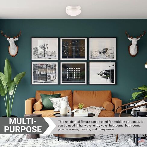 Diodesy- 6 بوصة سقف سقف الإضاءة الإضاءة E26 Socket A19 لمبة (60 واط كحد أقصى ، غير مدرجة) الظل الزجاجي البيضاء دحلية التصميم الحديث للمطبخ حمام غرفة نوم الممر. in Kuwait