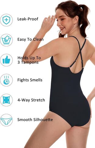 Beautikini Period Swimwear One Piece Leakproof Menstrual Swimsuit Adjustable Strap Bathing Suit for Teen Girls Women in Saudi Arabia