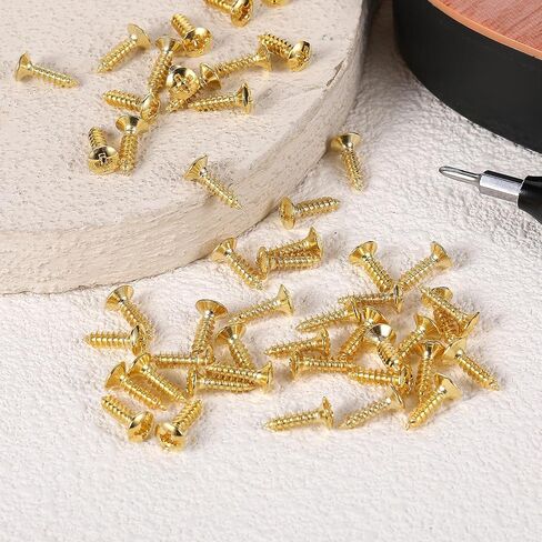 50 Pcs Electric Guitar Bass Pickguard Screws 3mm Bass Tuning Pegs Screws Tuner Scratch Plate Mounting Screw for Electric or Acoustic Guitar (Gold) in Saudi Arabia