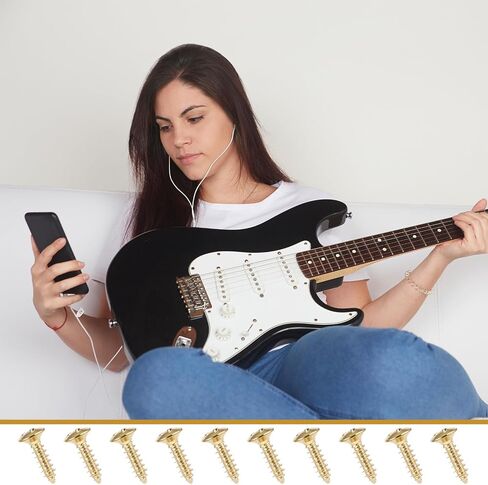 50 Pcs Electric Guitar Bass Pickguard Screws 3mm Bass Tuning Pegs Screws Tuner Scratch Plate Mounting Screw for Electric or Acoustic Guitar (Gold) in Saudi Arabia
