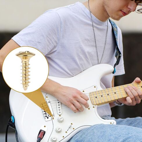 50 Pcs Electric Guitar Bass Pickguard Screws 3mm Bass Tuning Pegs Screws Tuner Scratch Plate Mounting Screw for Electric or Acoustic Guitar (Gold) in Saudi Arabia