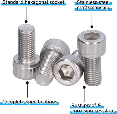 Allen Head Bolts, 4Pcs M10 x 1.25 Screws, A2-70 Stainless Steel M10 Hex Socket Cap Screw, Wheel Center Cap Screws Fastener Hardware for Construction, Cars, DIY, M10x30 in Saudi Arabia