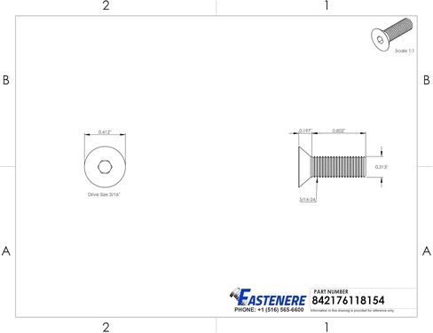 5/16-24 x 1" Flat Head Socket Cap Screws, Allen Socket Drive, Stainless Steel 18-8, Full Thread, Bright Finish, Machine Thread, Quantity 25 by Fastenere in Saudi Arabia