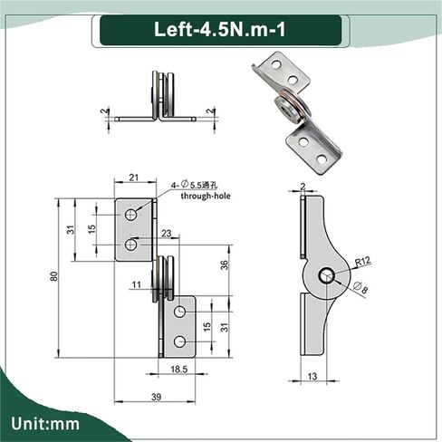 Positionable Damping Hinge Made of 304 Stainless Steel 1Pcs(Left-4.5N.m-1) in Saudi Arabia