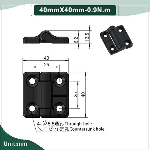 Positionable Zinc Alloy Square Damping Hinge 1Pcs(40mmX40mm-1.8N.m) in Saudi Arabia