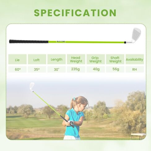 Tangkula Junior #7 Iron for Kids ، Club Gold Club للبنين والبنات مع رمح الألياف الزجاجية وغطاء الرأس ، نادي جولف الممارسة ، اليد اليمنى ، 30 بوصة ، تتراوح أعمارهم بين 8-10 in Saudi Arabia