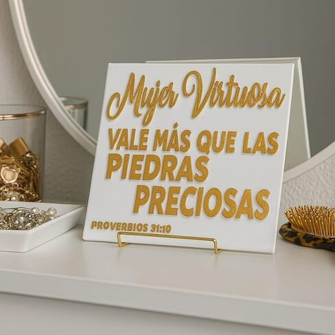 Placa: MUJER VIRTUOSA VALE MAS QUE LAS PIEDRAS PRECIOSAS, Decorative wall plaques, Christian plaques, friendship plaques, gift or memories plaques, Handmade in USA in Saudi Arabia