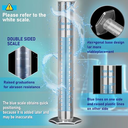 Plastic Graduated Cylinder and Plastic Beakers Set - Beakers 50ml 100ml 250ml 500ml 1000ml, Graduated Cylinder 10ml 25ml 50ml 100ml, Ideal for Home and School Science Lab in Saudi Arabia