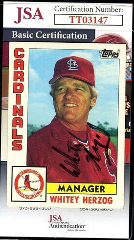 y Herzog JSA Coa Autograph 1984 Topps Signed - Baseball Slabbed Autographed Cards in Saudi Arabia