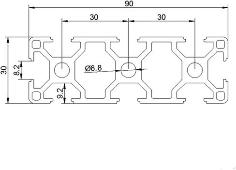 1 Piece 3090 Extruded Aluminum Profile Aluminum Alloy Frame T Slot Aluminum Profile Extruded Frame European Standard(1000mm) in Saudi Arabia