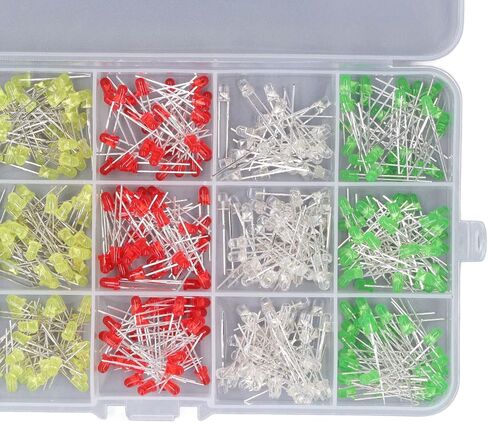 500Pcs 3mm LED Light Emitting Diode 5 Colors Red Yellow Blue Green White LED Lamp Emitting Diode Set for DIY LED Projects Car Decoration in Saudi Arabia