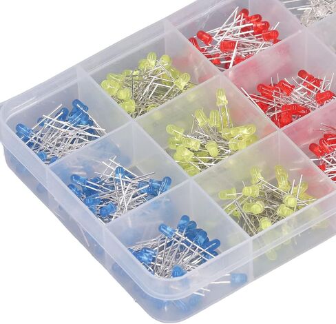 500Pcs 3mm LED Light Emitting Diode 5 Colors Red Yellow Blue Green White LED Lamp Emitting Diode Set for DIY LED Projects Car Decoration in Saudi Arabia