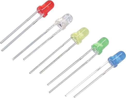 500Pcs 3mm LED Light Emitting Diode 5 Colors Red Yellow Blue Green White LED Lamp Emitting Diode Set for DIY LED Projects Car Decoration in Saudi Arabia