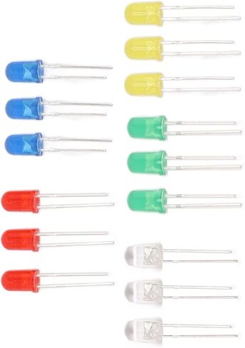 100Pcs 5mm LED Diodes Light Emitting Diodes for DIY Science Green Yellow Blue White in Saudi Arabia